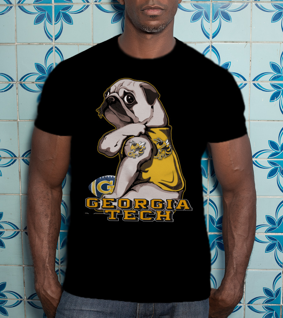 Georgia Tech Yellow Jackets Pug Football T-Shirt