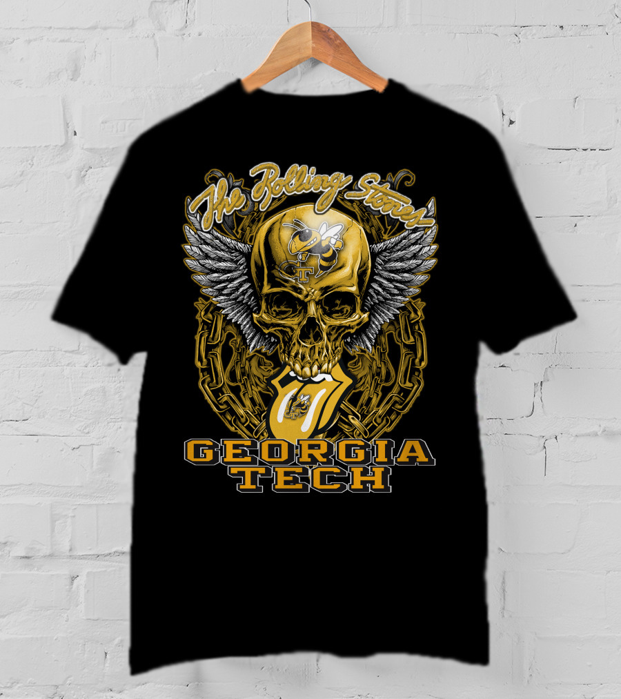 The Rolling Stones Winged Skull Georgia Tech Yellow Jackets T-Shirt