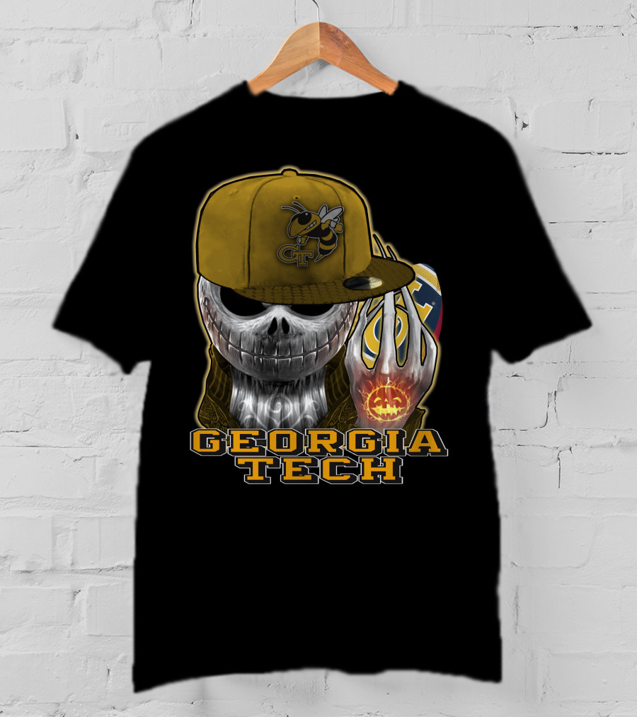 Jackskull Georgia Tech Yellow Jackets Skeleton Skull Halloween T-Shirt