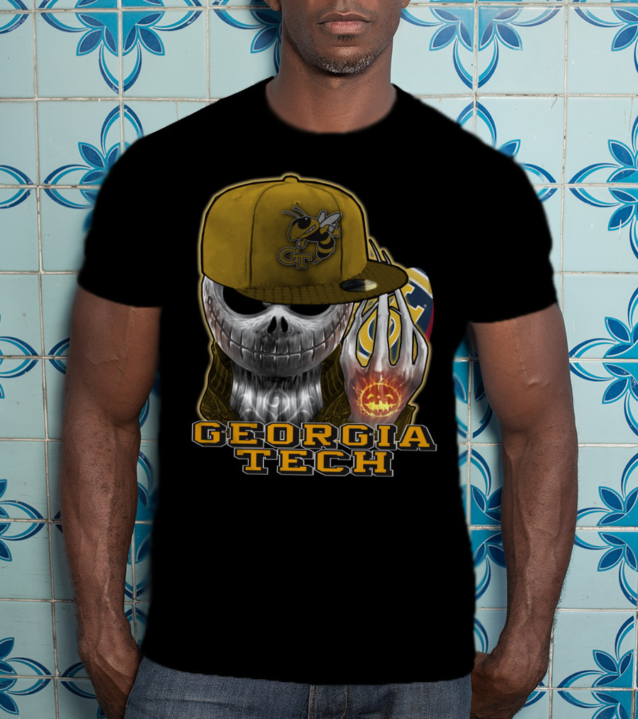 Jackskull Georgia Tech Yellow Jackets Skeleton Skull Halloween T-Shirt