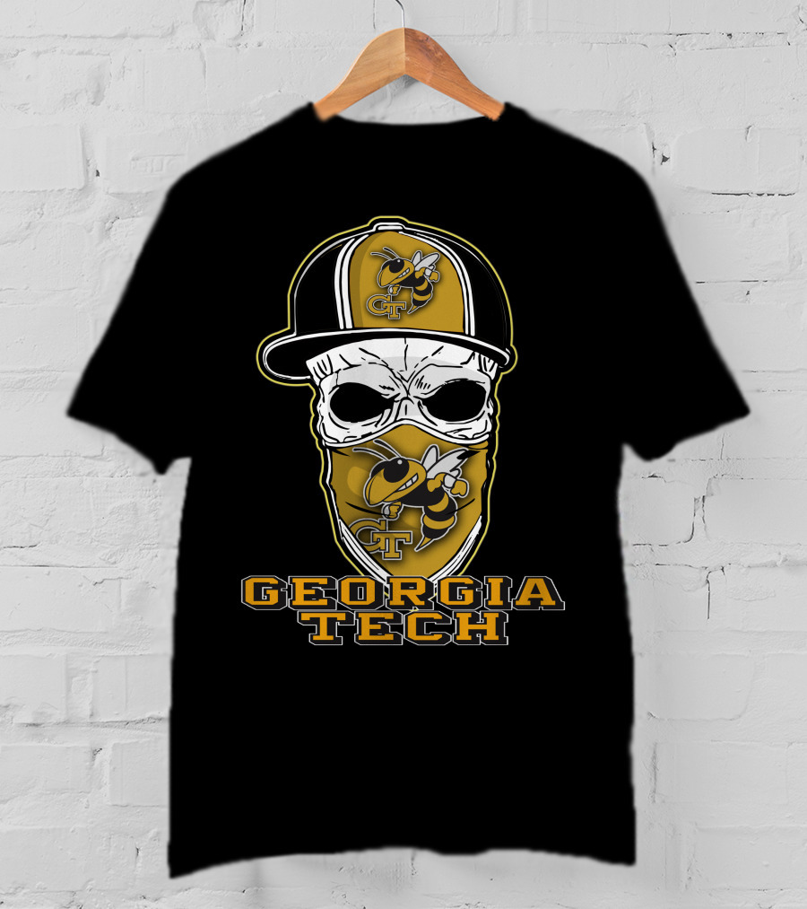 Skull Hat Georgia Tech Yellow Jackets Buzz Mascot T-Shirt