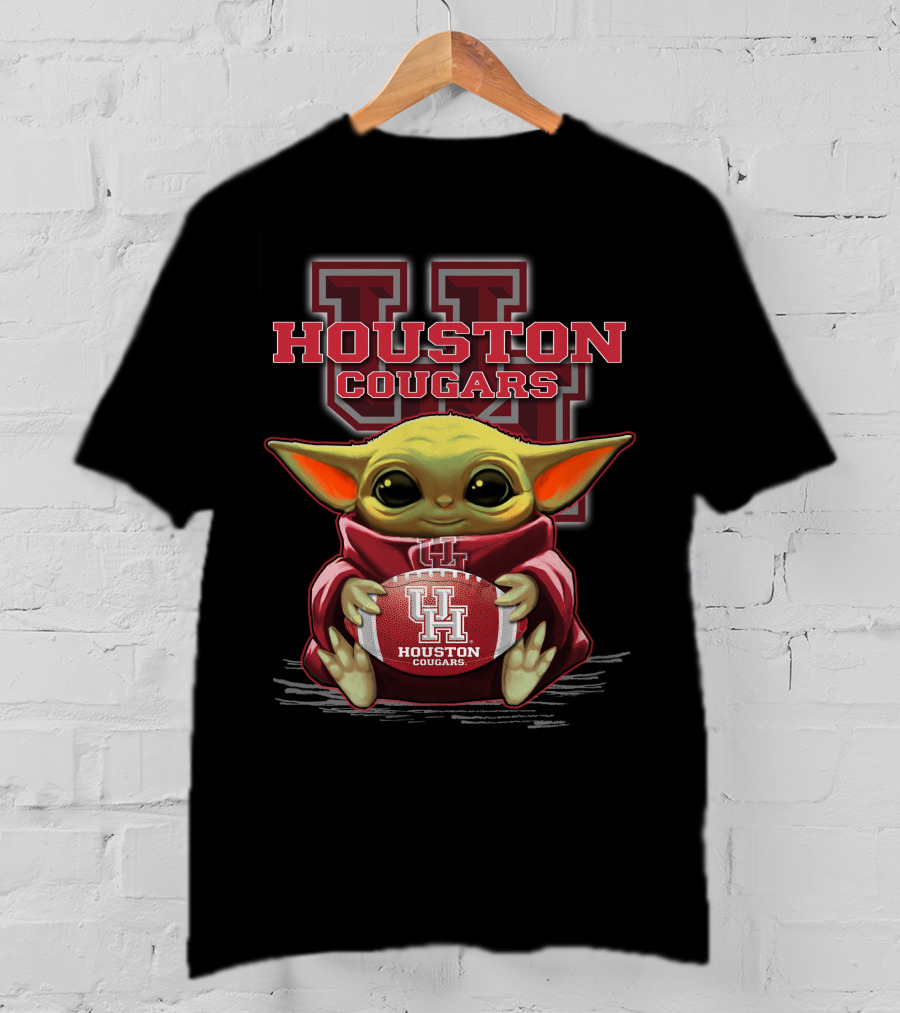 Houston Cougars Baby Yoda Football Fan T-Shirt