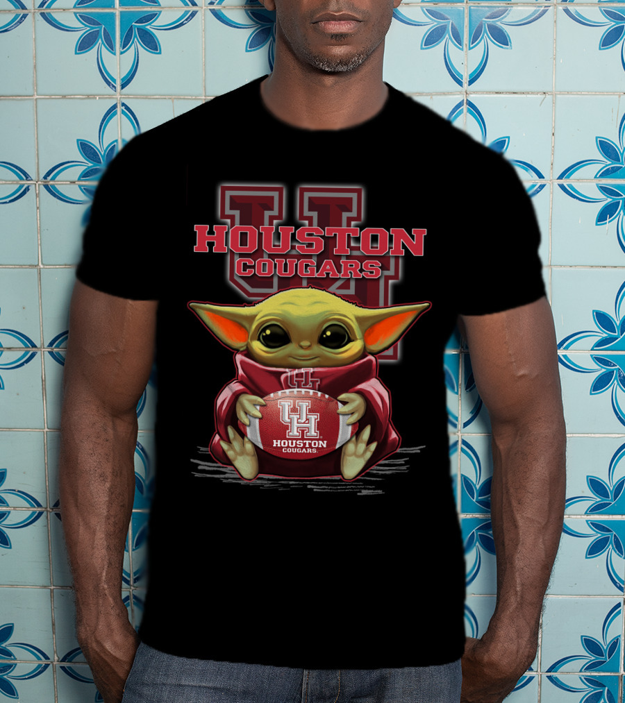 Houston Cougars Baby Yoda Football Fan T-Shirt