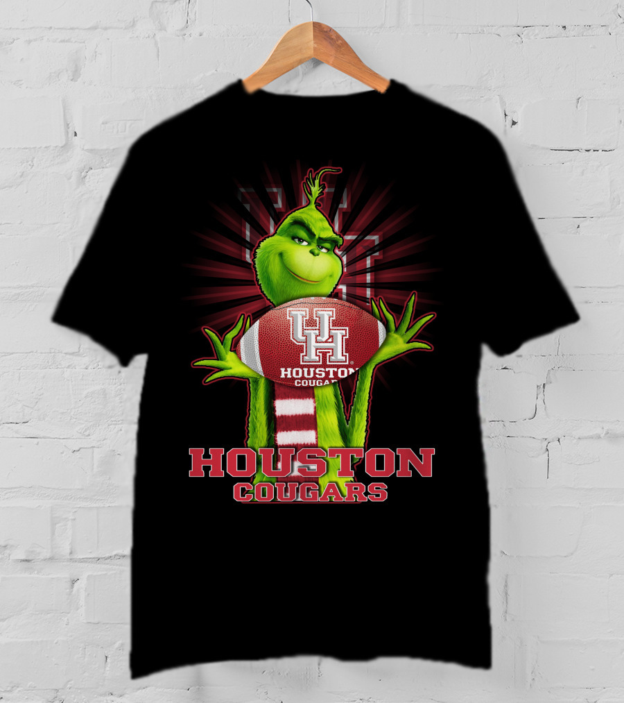 Grinch Holding Football Houston Cougars UH T-Shirt
