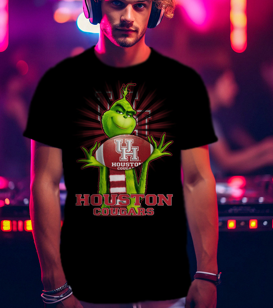 Grinch Holding Football Houston Cougars UH T-Shirt