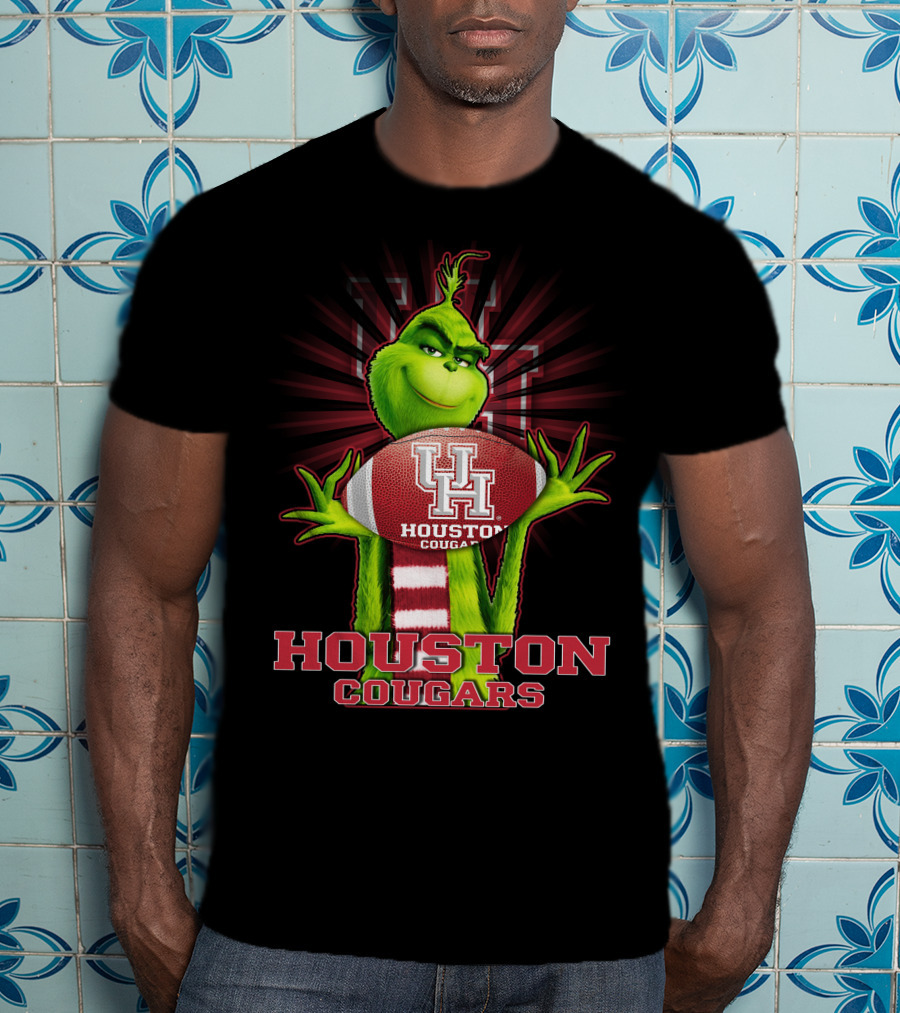 Grinch Holding Football Houston Cougars UH T-Shirt