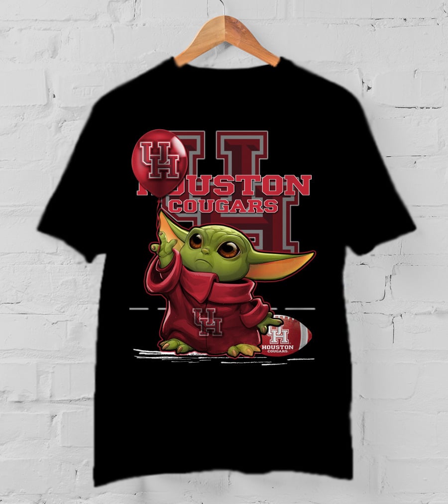 UH Houston Cougars Baby Yoda Football Balloon T-Shirt