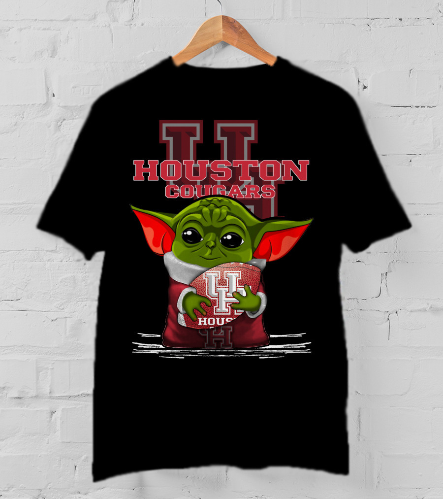 Houston Cougars Yoda Holding Football T-Shirt