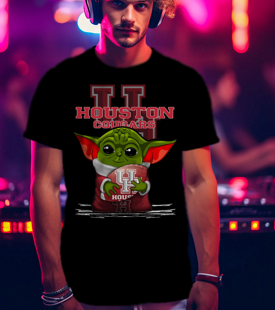 Houston Cougars Yoda Holding Football T-Shirt