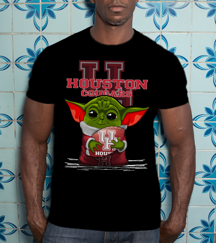 Houston Cougars Yoda Holding Football T-Shirt