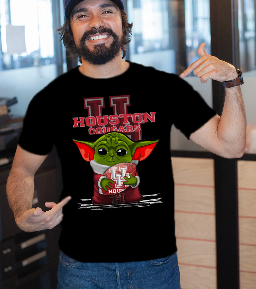 Houston Cougars Yoda Holding Football T-Shirt