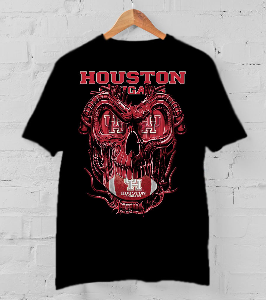 Houston Cougars Dragonskull Football T-Shirt
