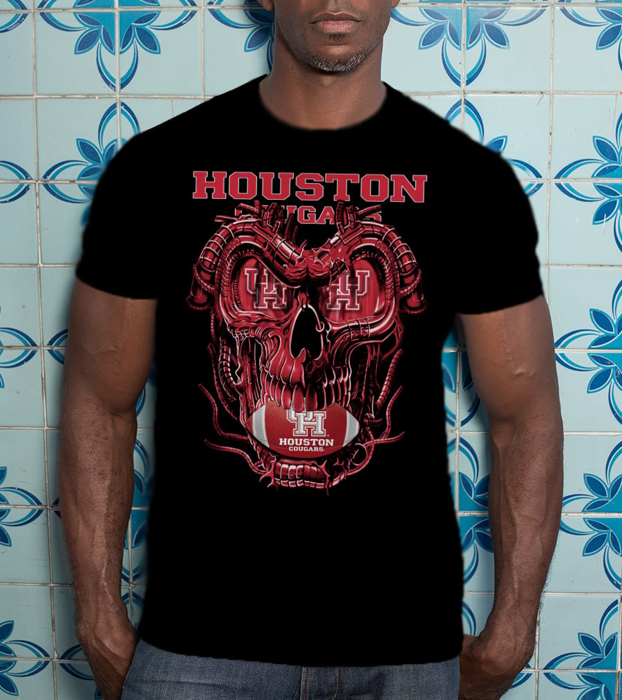 Houston Cougars Dragonskull Football T-Shirt