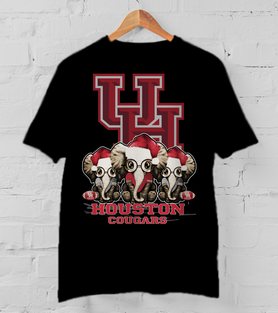 Houston Cougars Christmas Elephants T-Shirt