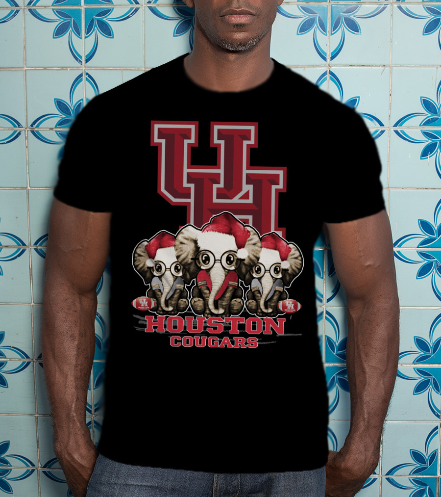 Houston Cougars Christmas Elephants T-Shirt