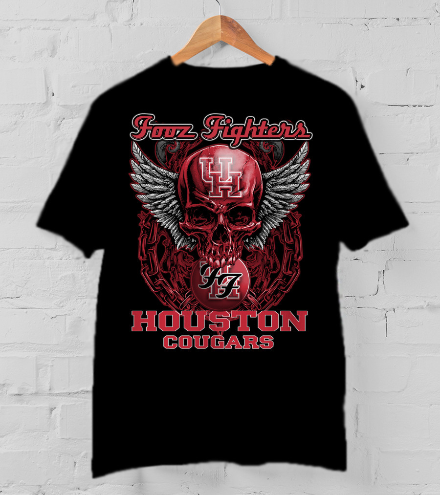 Foo Fighters Houston Cougars UH Skull Wings T-Shirt
