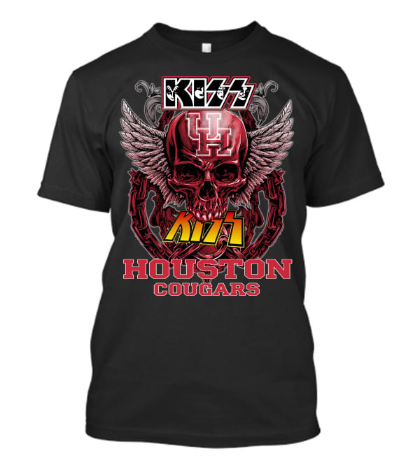 KISS Houston Cougars Skull Wings T-Shirt