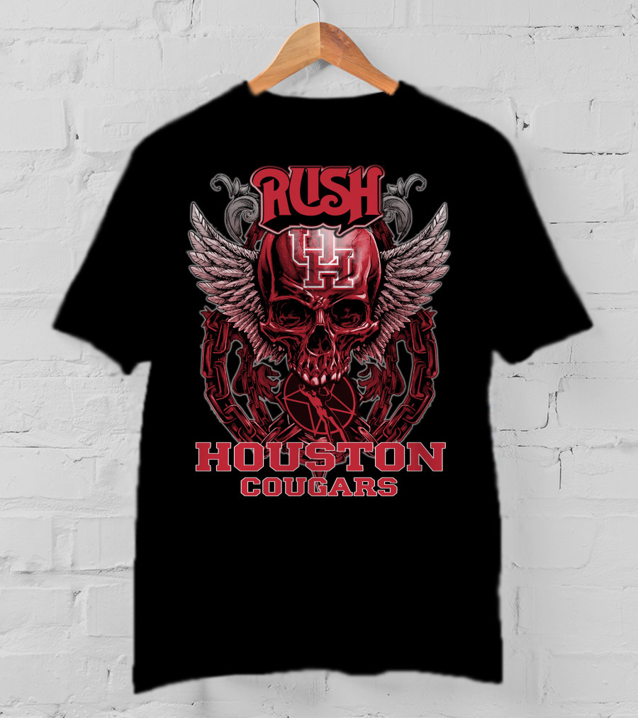 Rush Houston Cougars UH Skull Wings Chains T-Shirt