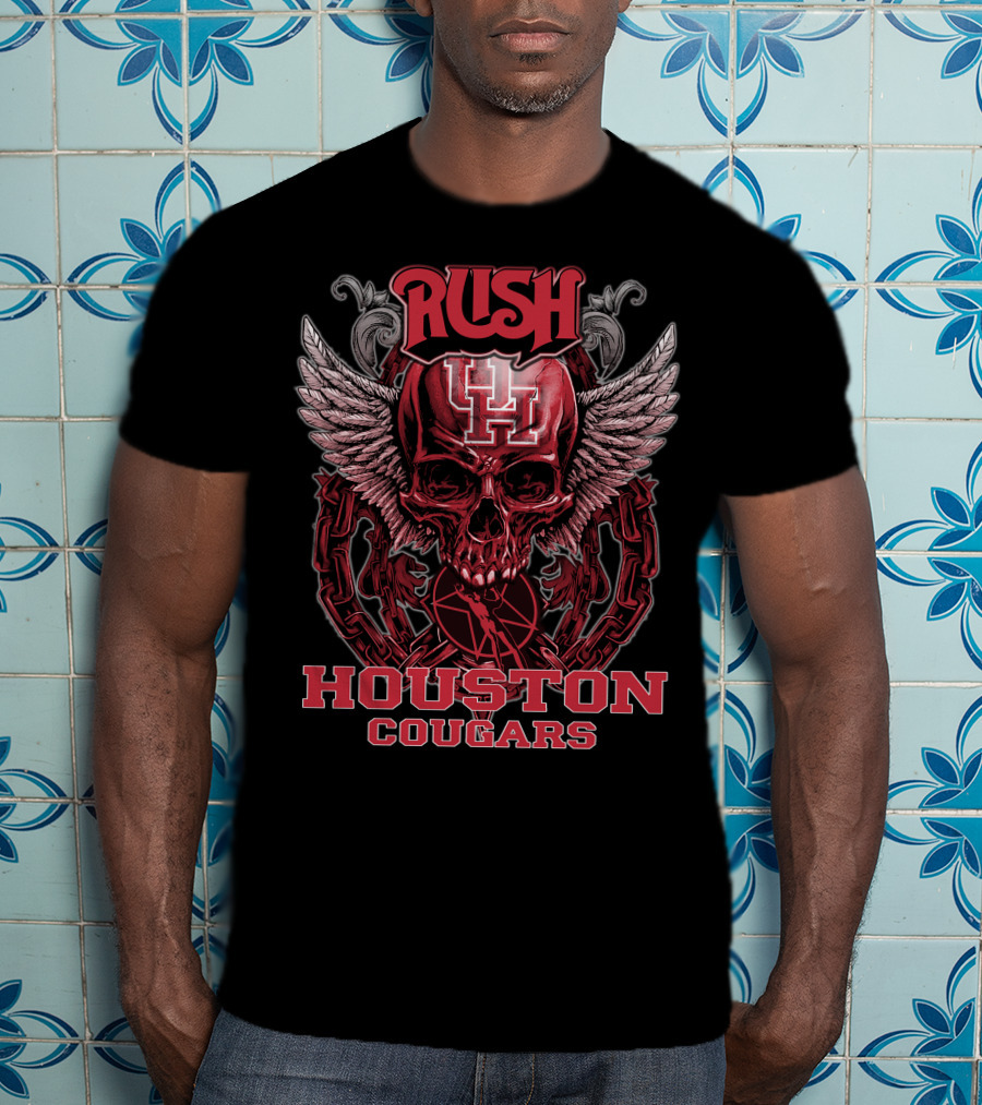 Rush Houston Cougars UH Skull Wings Chains T-Shirt