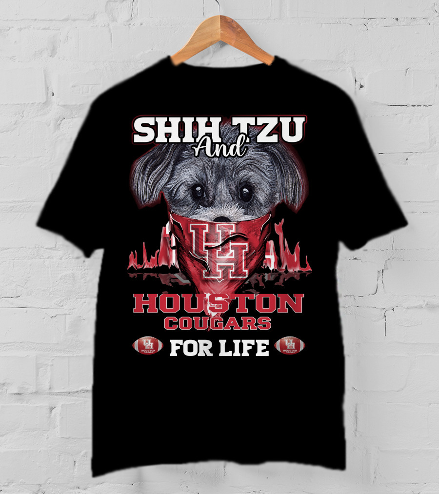 Shih Tzu And Houston Cougars For Life T-Shirt