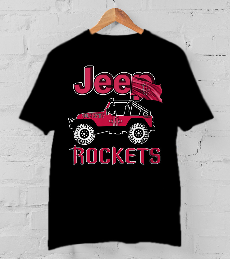 Jeep Houston Rockets Flag And Off-Road Vehicle T-Shirt