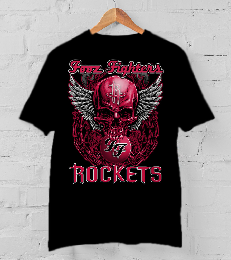 Foo Fighters Houston Rockets Winged Skull T-Shirt