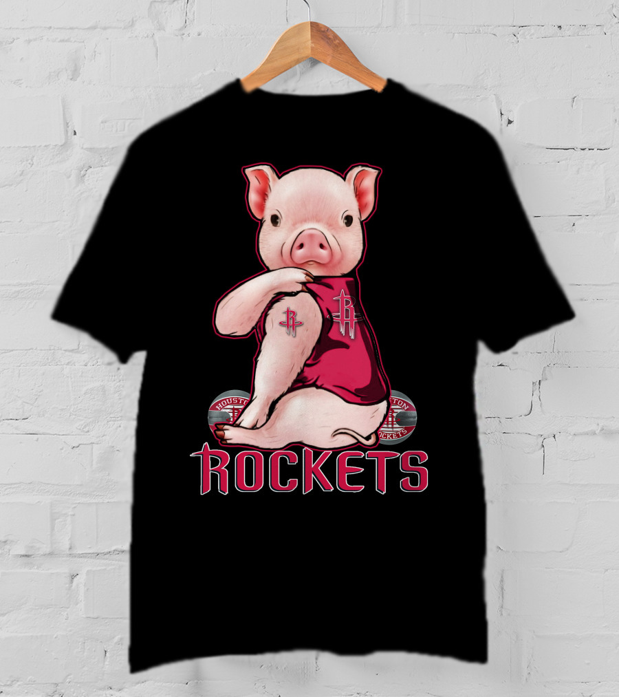 Pig In Houston Rockets Jersey With Rockets T-Shirt