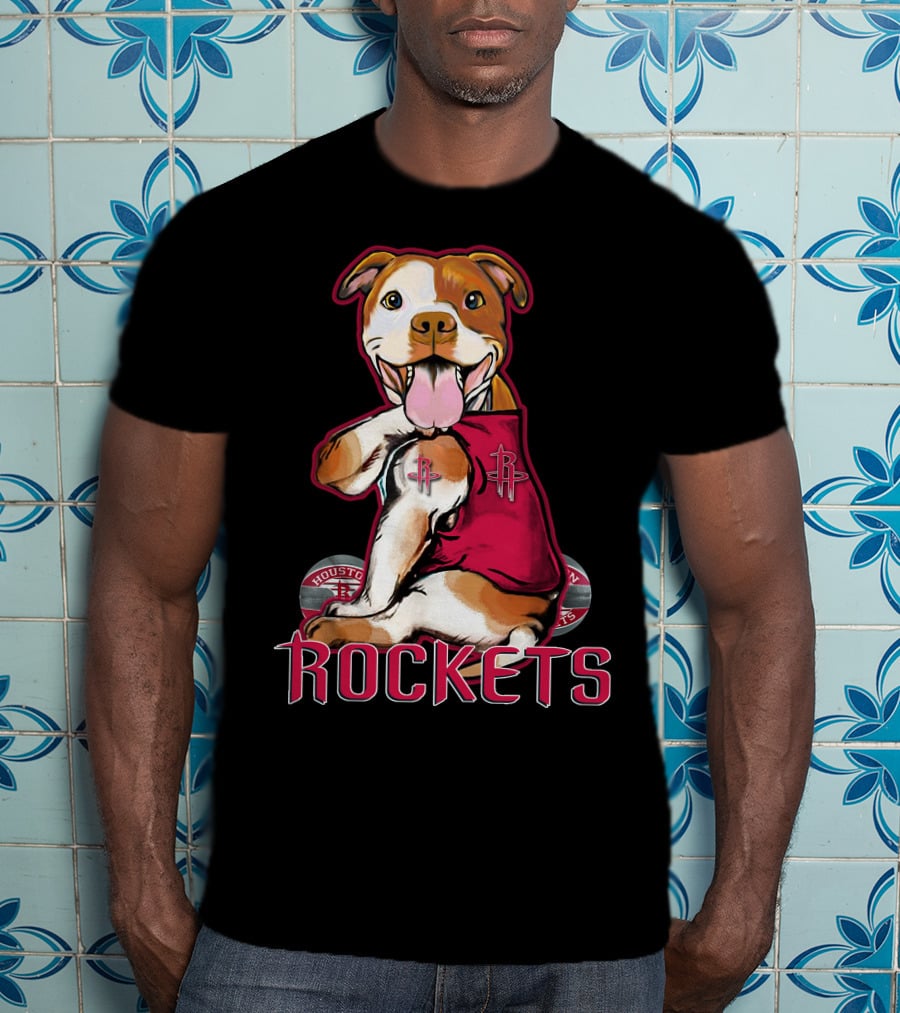 Pittbull Houston Rockets Basketball Team Mascot T-Shirt