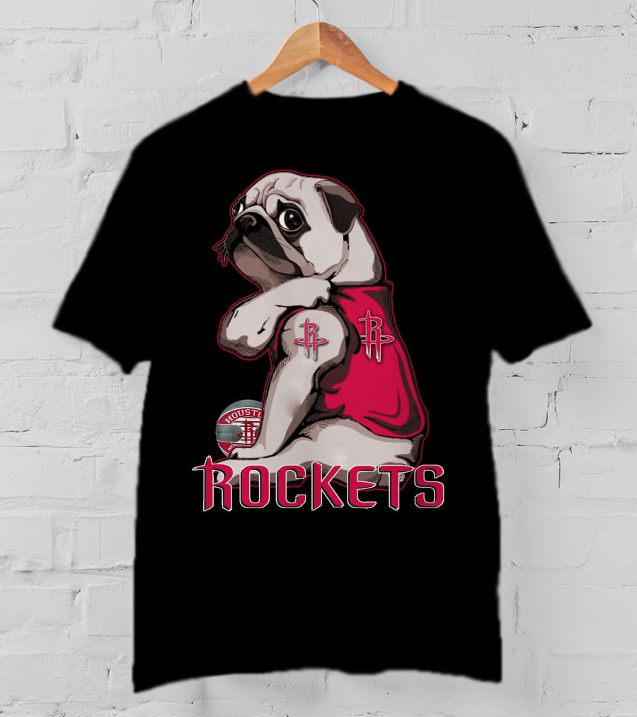 Houston Rockets Pug Wearing Logo Jersey T-Shirt