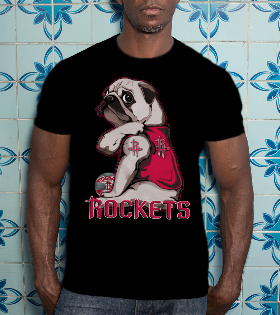 Houston Rockets Pug Wearing Logo Jersey T-Shirt