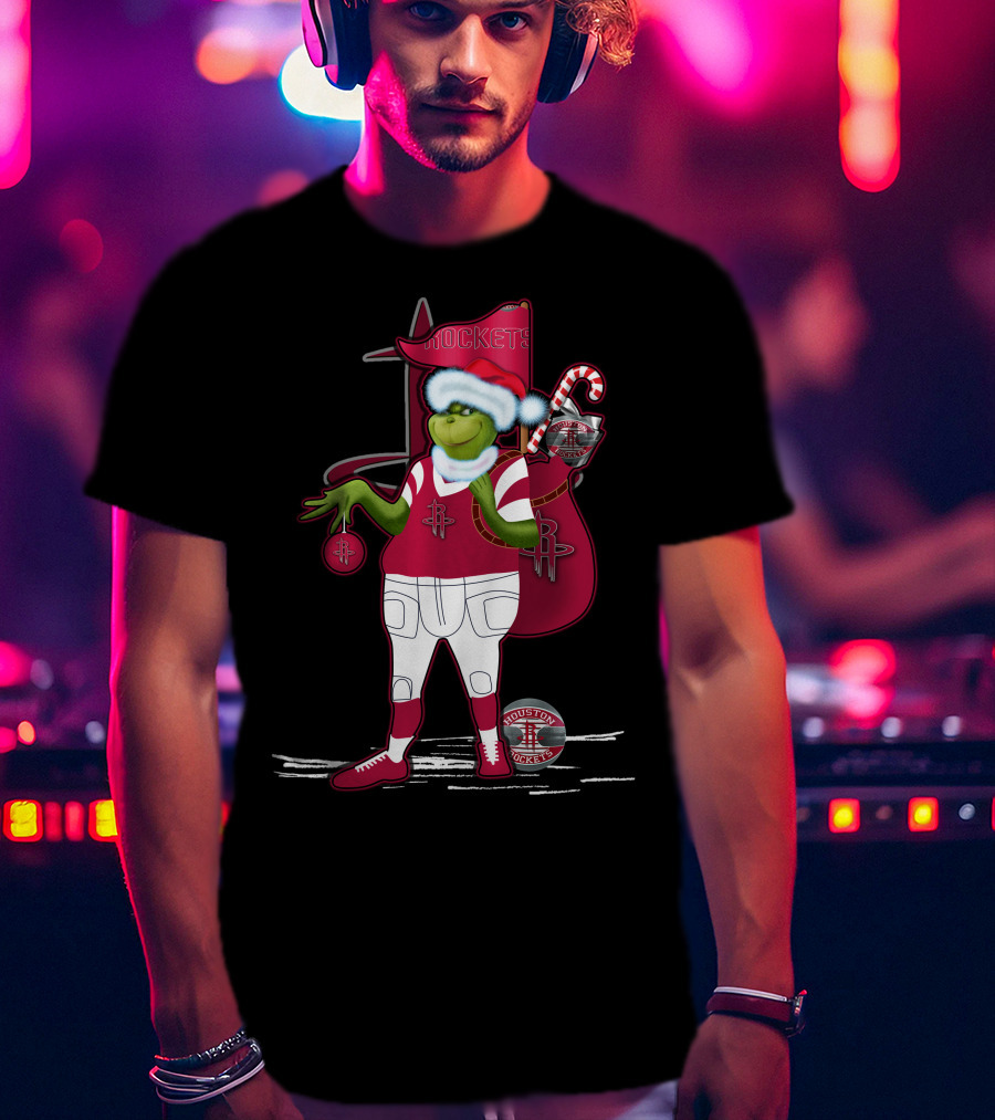 Grinchxmas Houston Rockets Holiday Santa Basketball T-Shirt