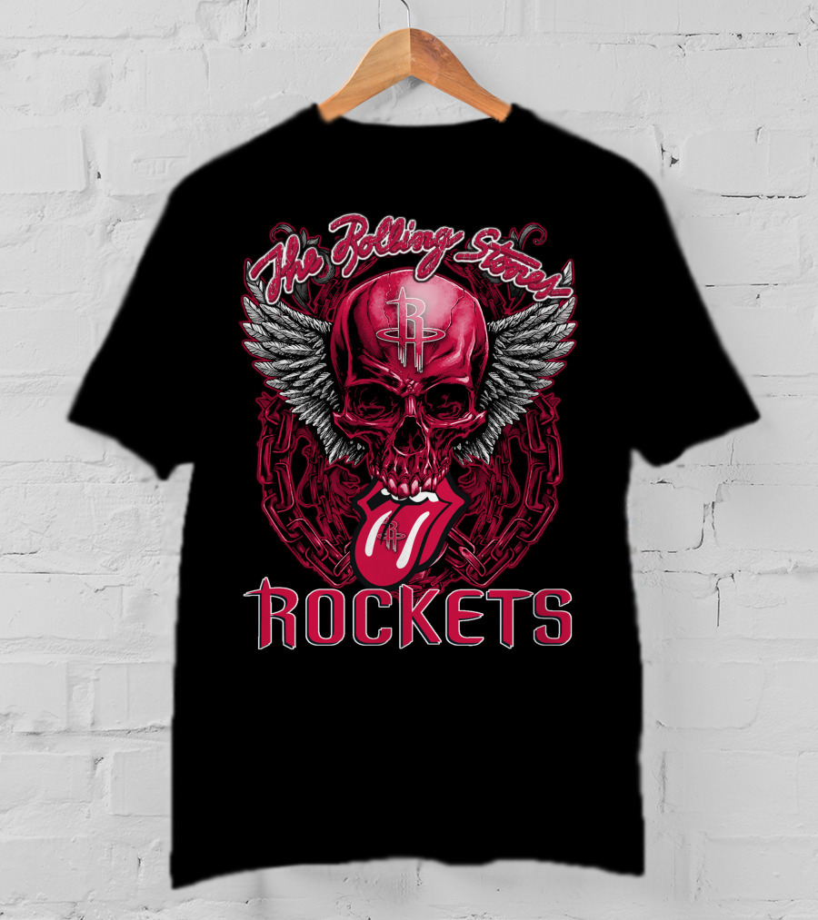 The Rolling Stones Houston Rockets Skull Wings Tongue T-Shirt