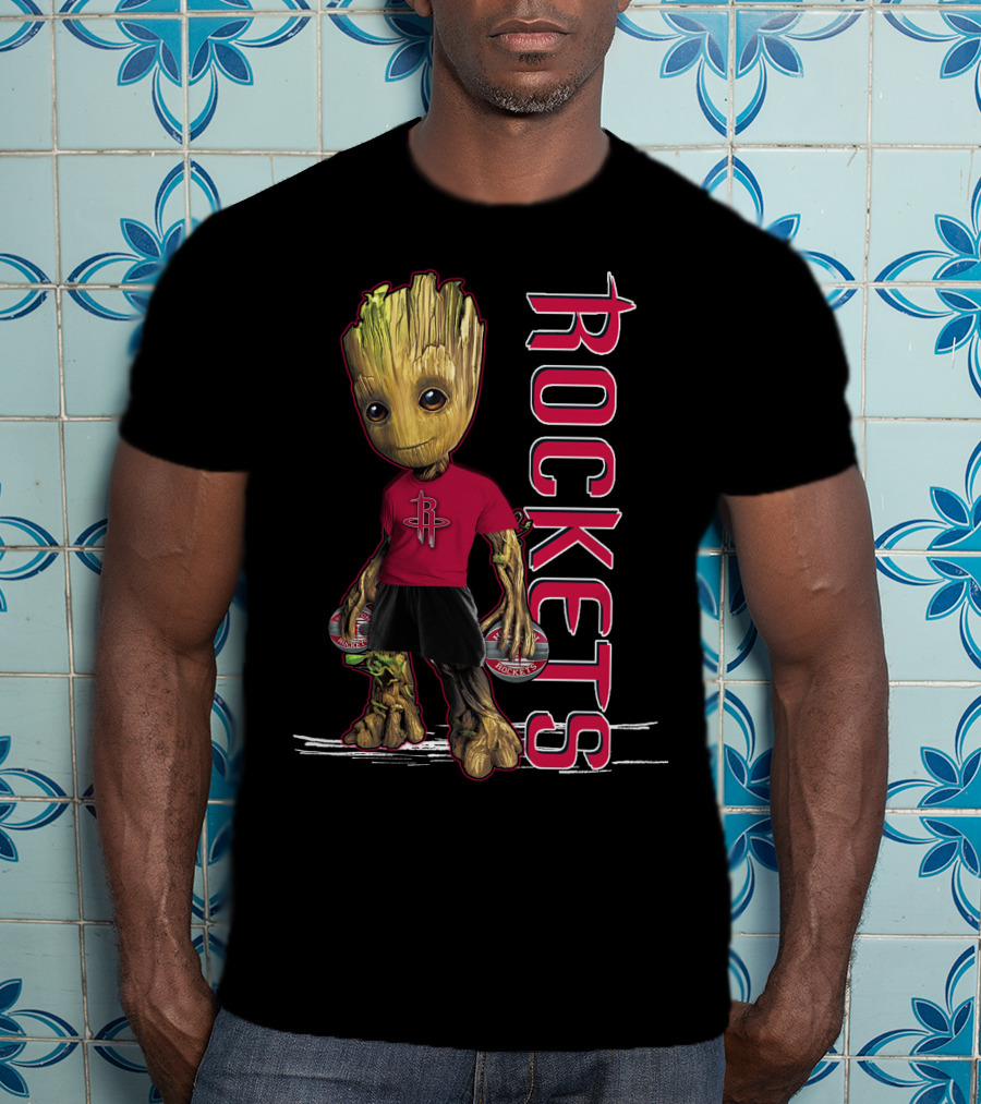Groot Houston Rockets Basketball Character In Team Jersey T-Shirt