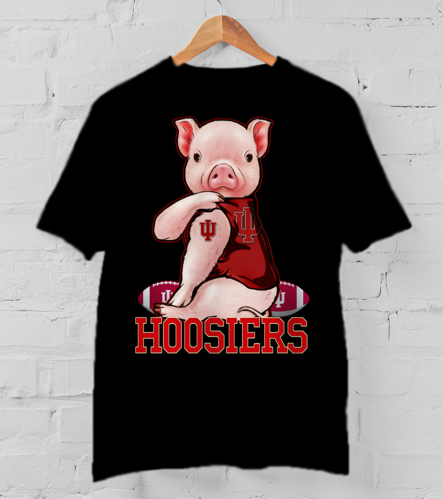 Hoosiers Pig With IU Jersey And Football T-Shirt
