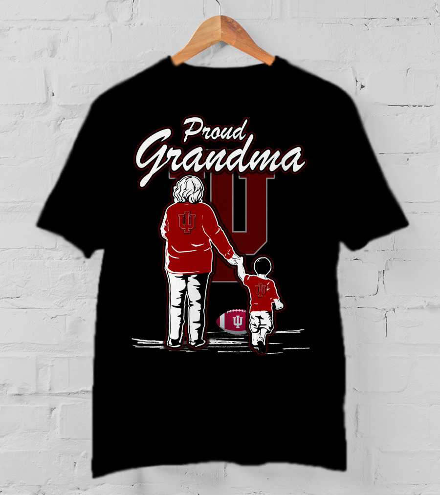 Proud Grandma Indiana Hoosiers IU Logo With Football T-Shirt