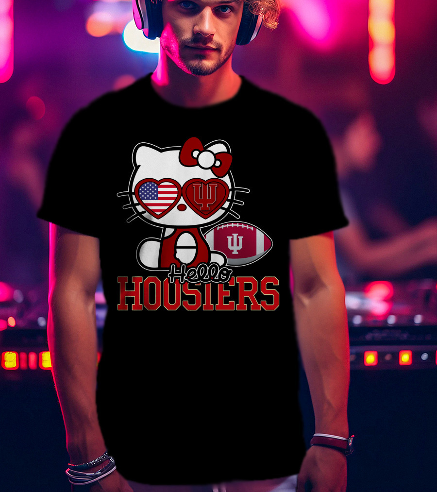 Hellokitty Indiana Hoosiers American Flag IU Football T-Shirt