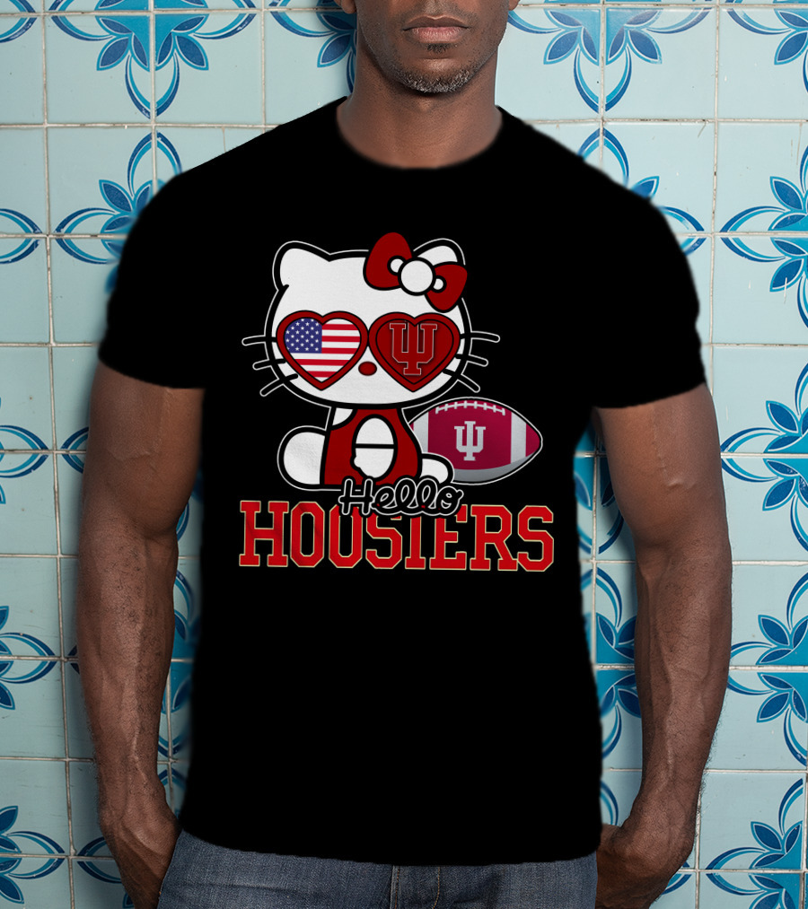 Hellokitty Indiana Hoosiers American Flag IU Football T-Shirt