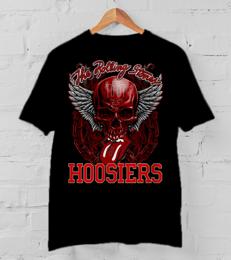 The Rolling Stones Indiana Hoosiers Skull Logo With Wings And Tongue T-Shirt