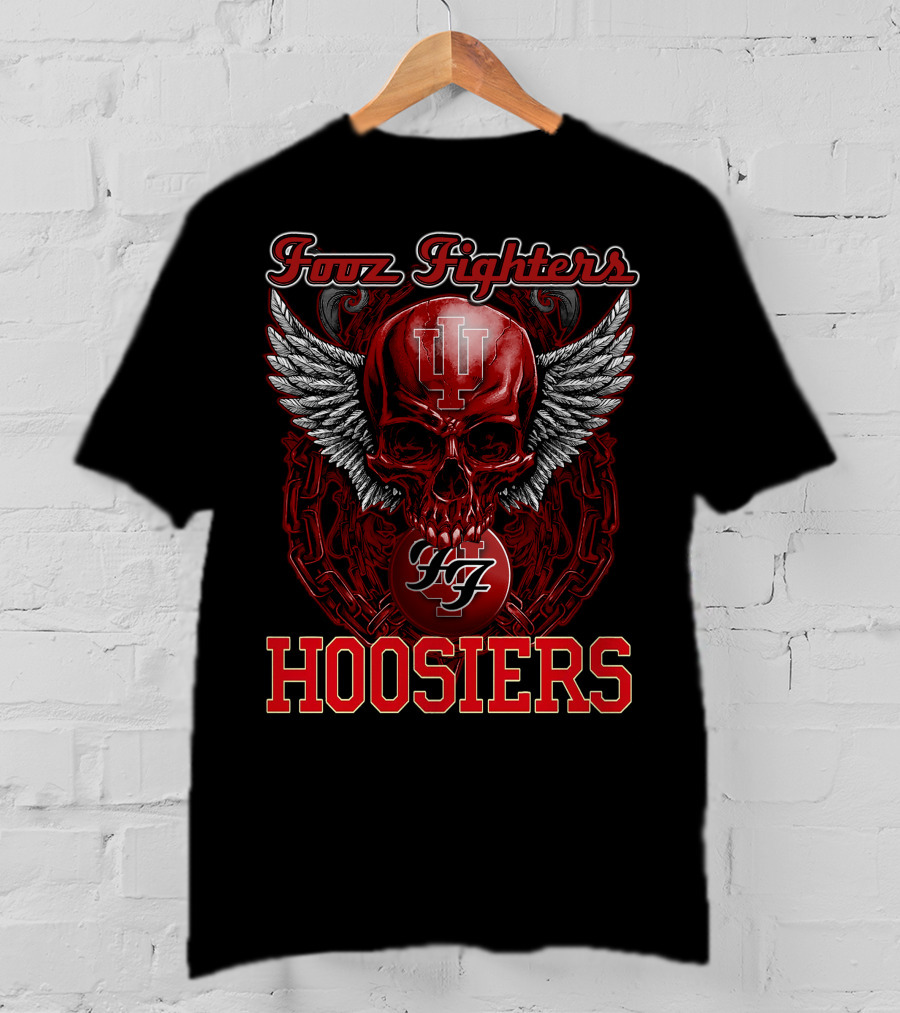Foo Fighters Indiana Hoosiers Skull Wings IU T-Shirt