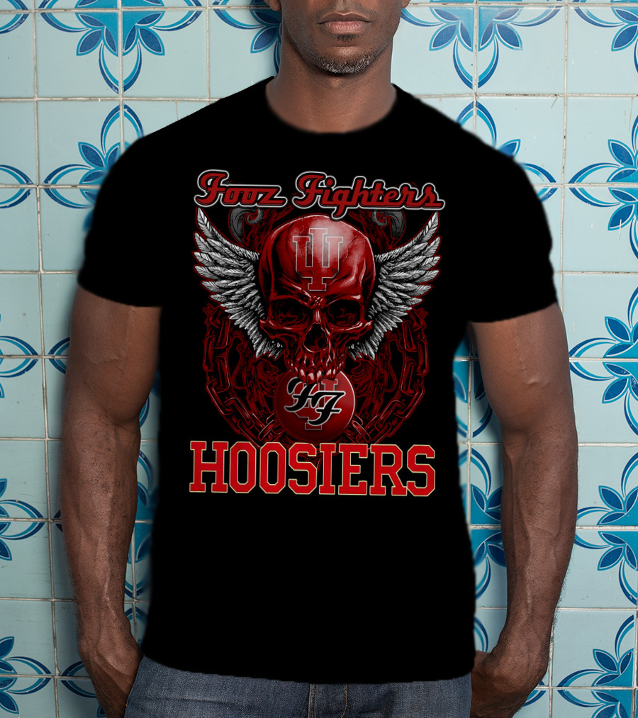 Foo Fighters Indiana Hoosiers Skull Wings IU T-Shirt