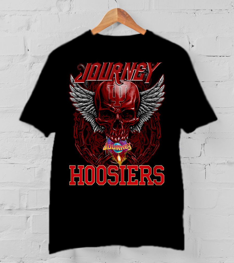 Journey Indiana Hoosiers Skull Wings Chains Flame T-Shirt