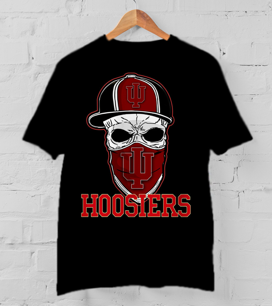 Indiana Hoosiers Skull With IU Cap And Bandana T-Shirt