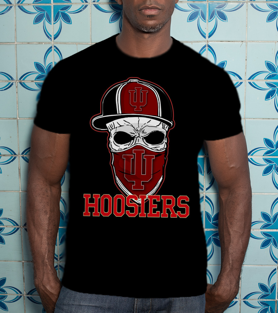 Indiana Hoosiers Skull With IU Cap And Bandana T-Shirt