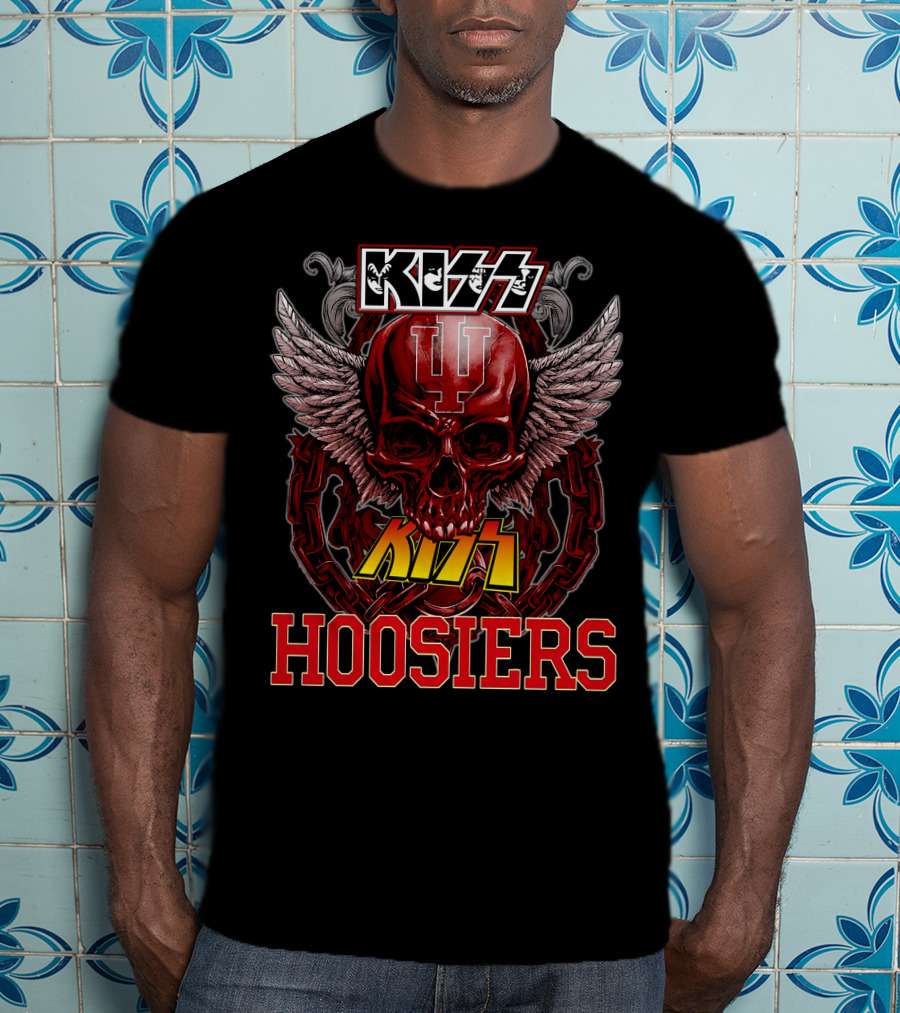 Kiss Indiana Hoosiers Skull Wings T-Shirt