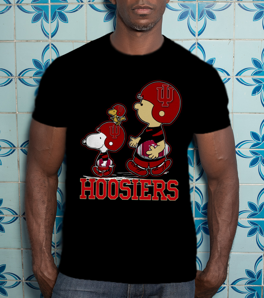 Snpfootball Indiana Hoosiers Peanuts Characters Iu Helmet T-Shirt