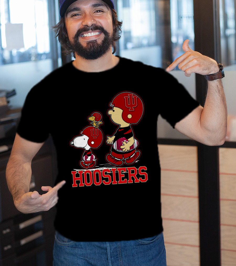 Snpfootball Indiana Hoosiers Peanuts Characters Iu Helmet T-Shirt