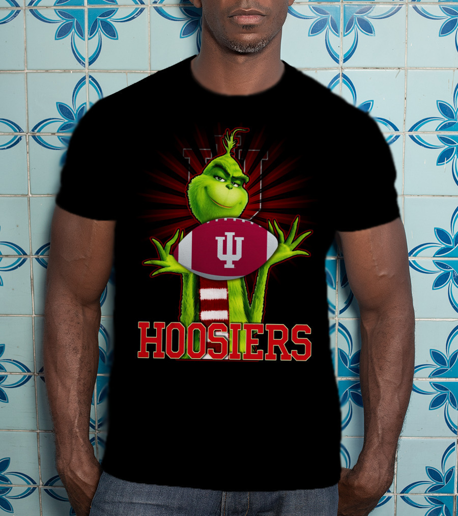Grinch Holding Indiana Hoosiers Football T-Shirt