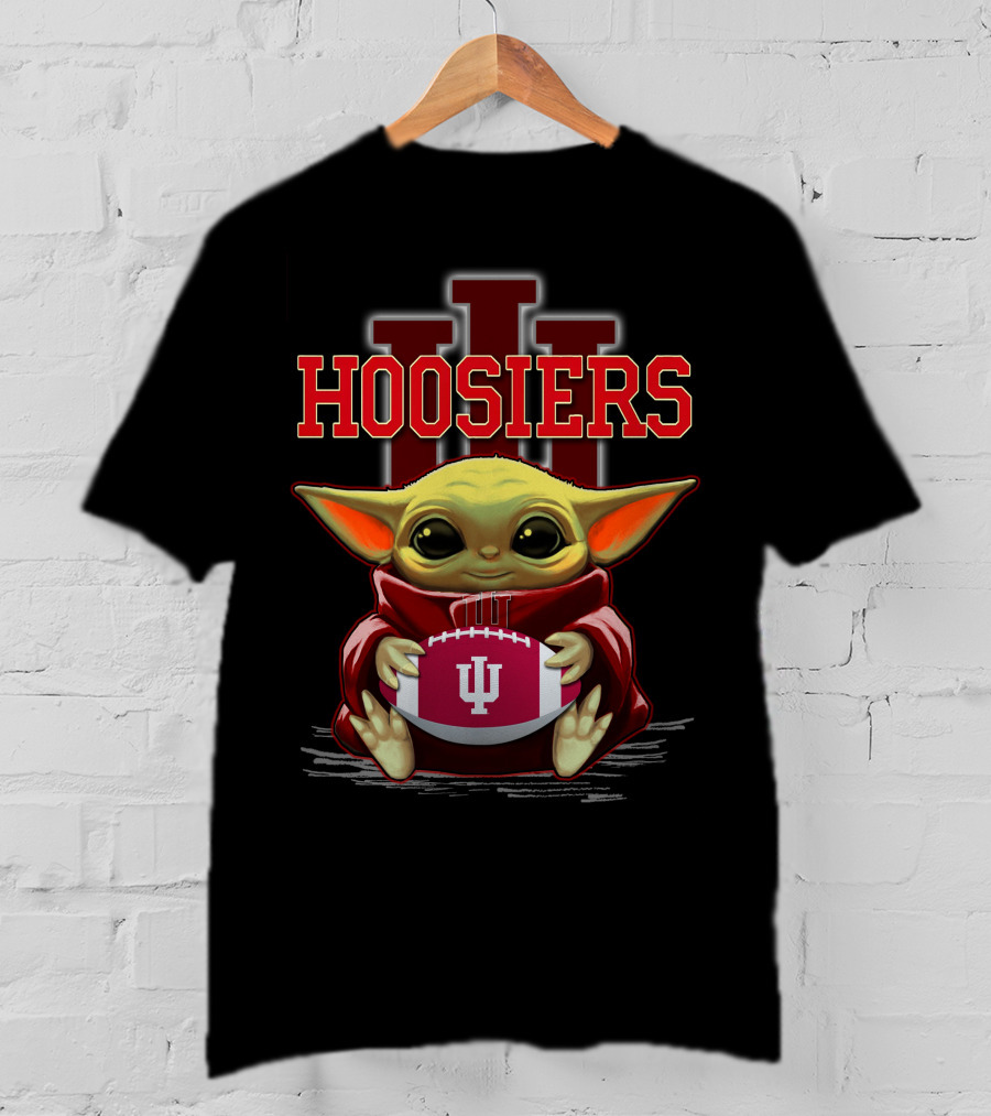 Yoda Holding Indiana Hoosiers Football With IU T-Shirt