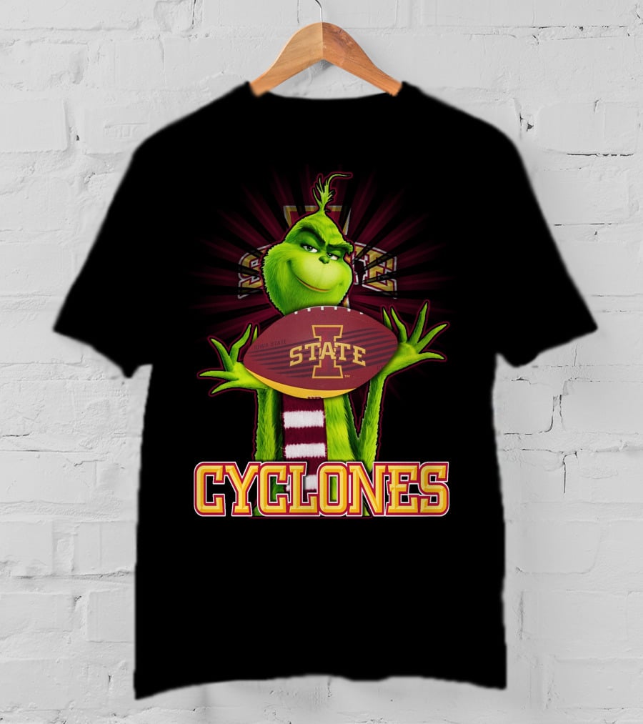 Grinch Holding Iowa State Cyclones Football T-Shirt