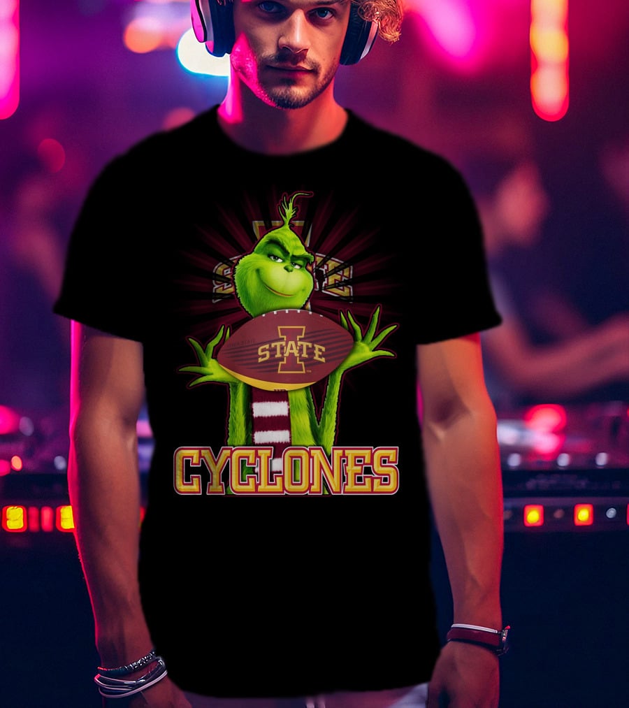 Grinch Holding Iowa State Cyclones Football T-Shirt